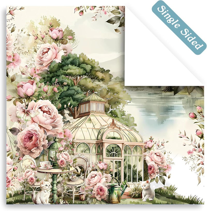 Qianshan 24 Sheets 12 Designs Scrapbook Paper Pad,6"×6” Single-Sided Decopodge Craft Cardstock Paper,Christmas Scrapbooking DIY Decorative Background Cardmaking Supplies.Garden Wedding - Image 5